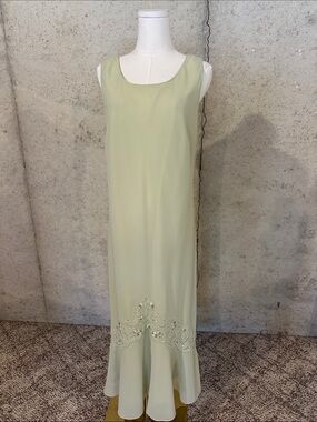 Vintage Plaza South Pastel Green Maxi Slip Dress Romantic Ethereal Size 14